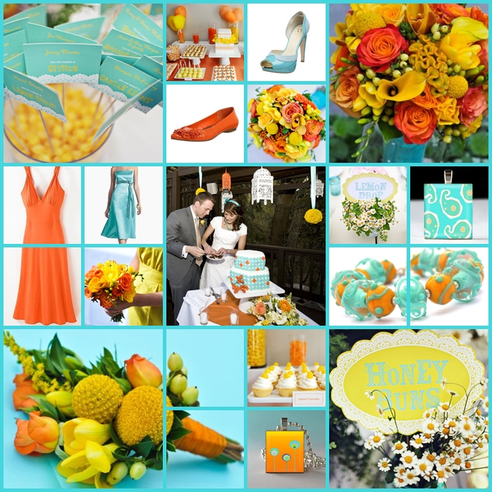 Keen To Be Seen Aqua, Orange and Yellow Wedding